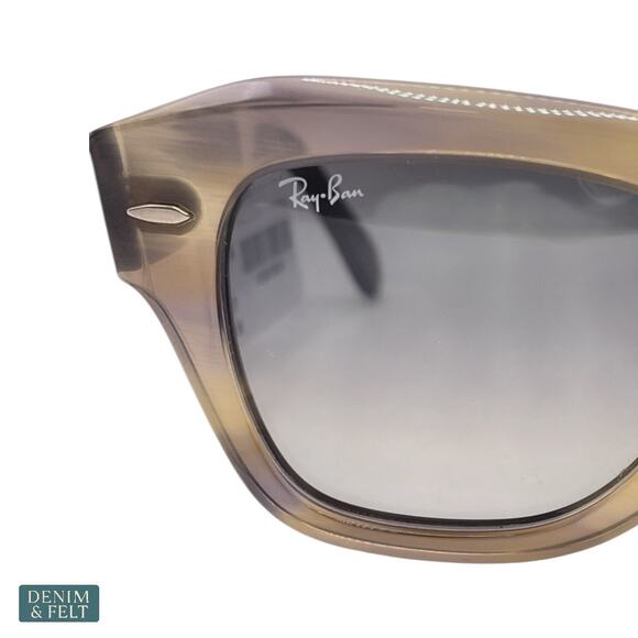 NEW Ray-Ban State Street Square Acetate Sunglasses Polished Striped Green Grey main image 5